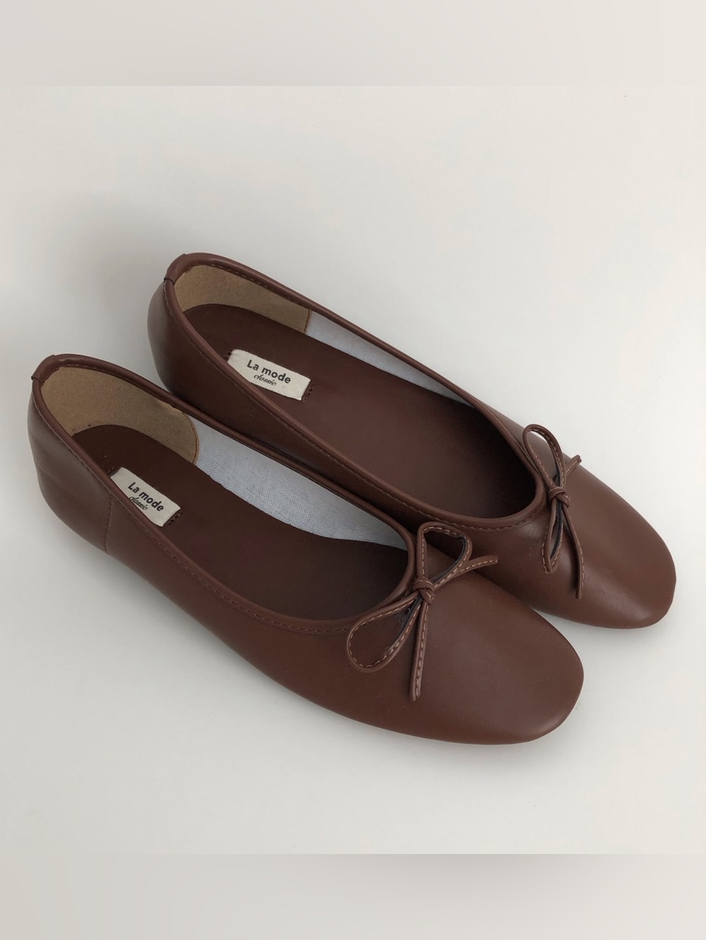 Brown Ballet Flats with Bow Accent